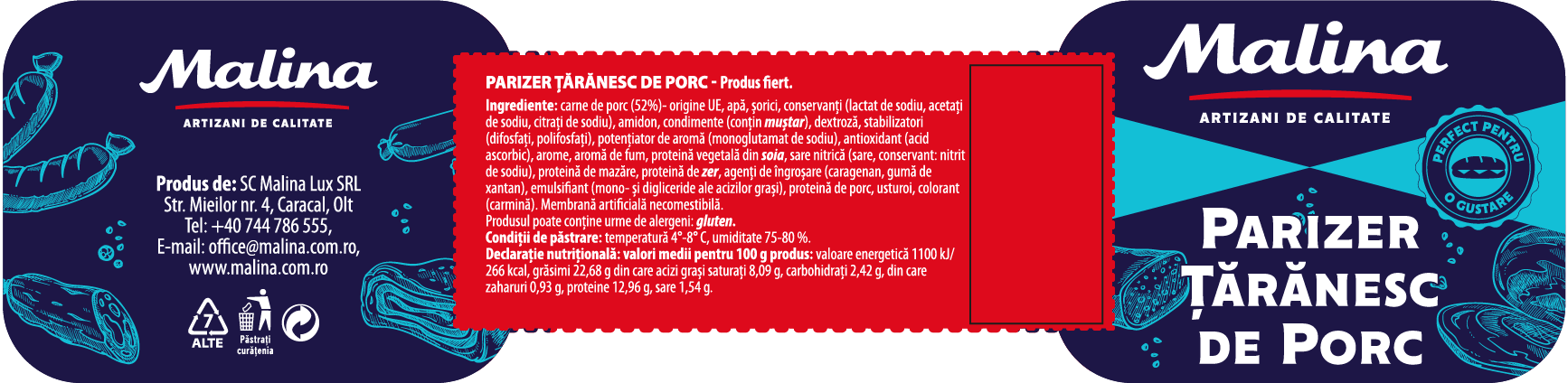 Parizer țărănesc de porc 500g